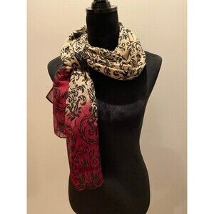 Ombré Womens Scarf Tan Black Crimson Red Long Flowy Unique Holiday Scarf